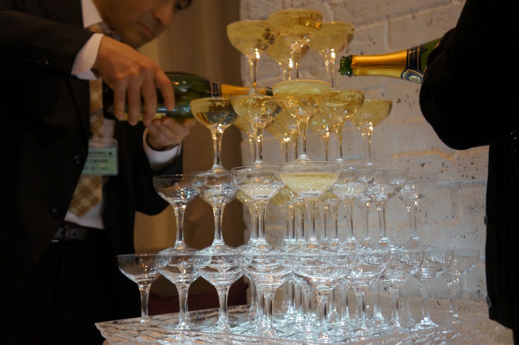 パーティーで出たシャンパンタワー